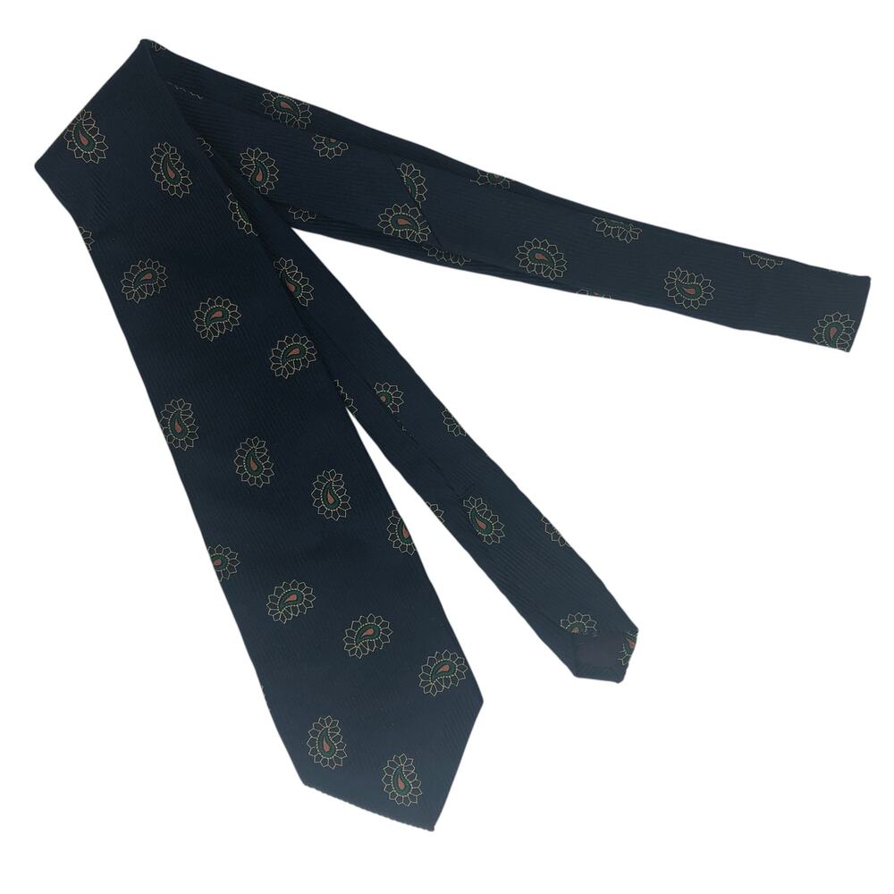 Navy Ribbed Paisley Tie - Picture 3 of 5